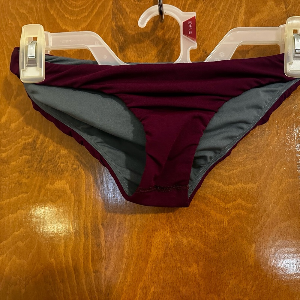 Jolyn Clothing Burgundy and Gray Bikini Bottom